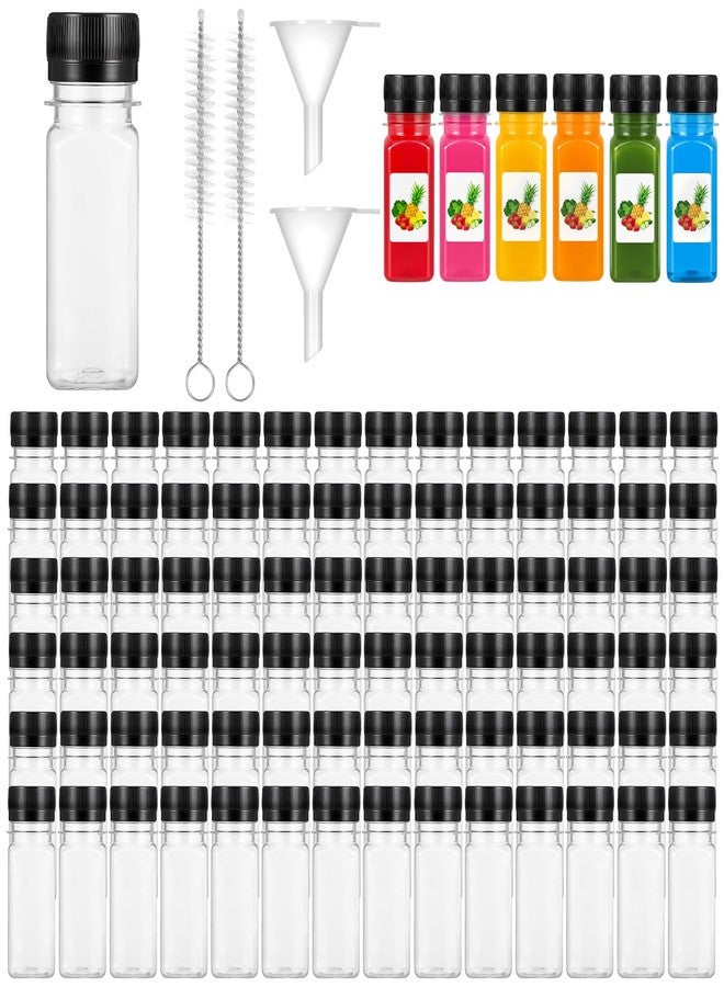Kifmurase 100PCS 2OZ Plastic Juice Bottles with Lids, Reusable Clear Ginger Shots Bottles with 2 Funnels and 2 Brush, Small Leak Proof Empty Juices Containers Leak Proof Jars for Juice Drinks Potion - Image 3